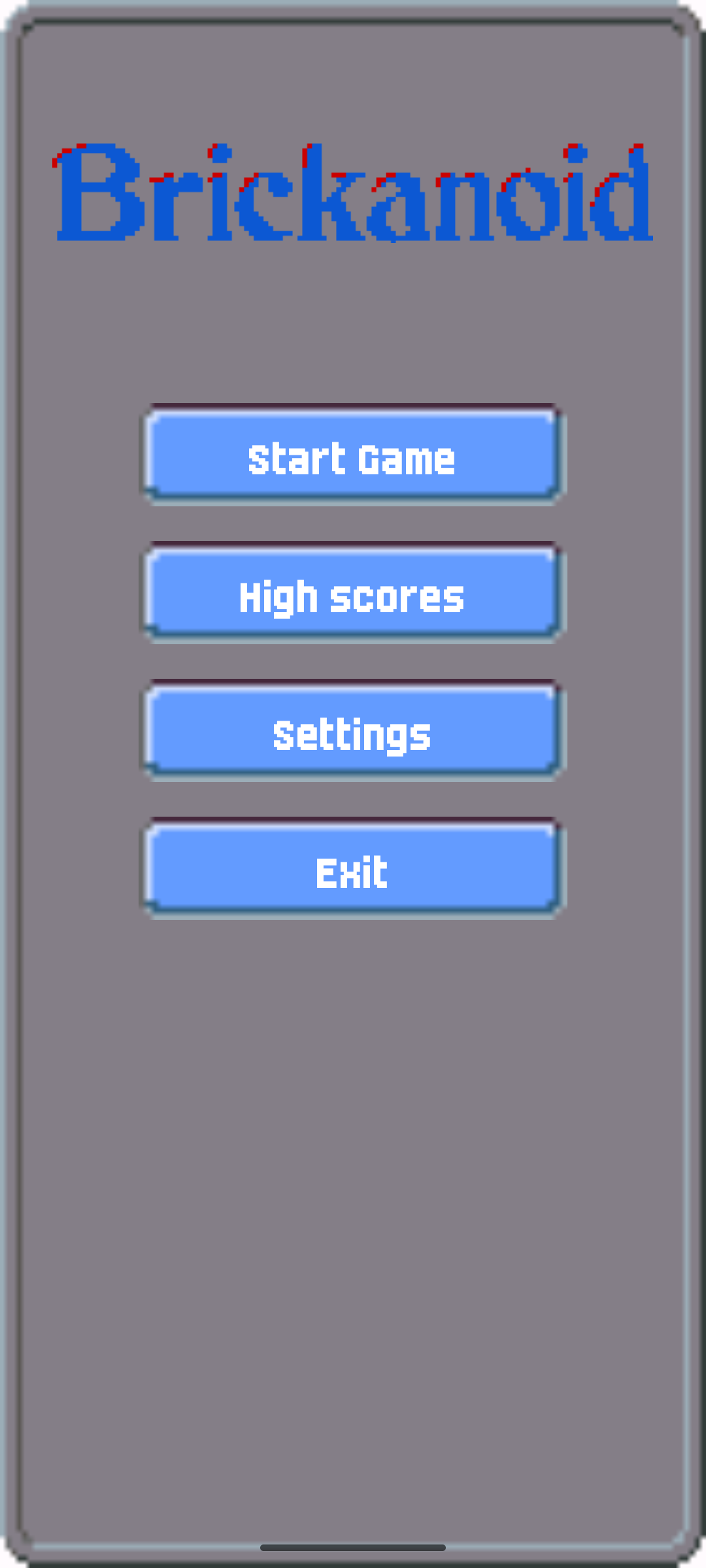 Brickanoid Main Menu