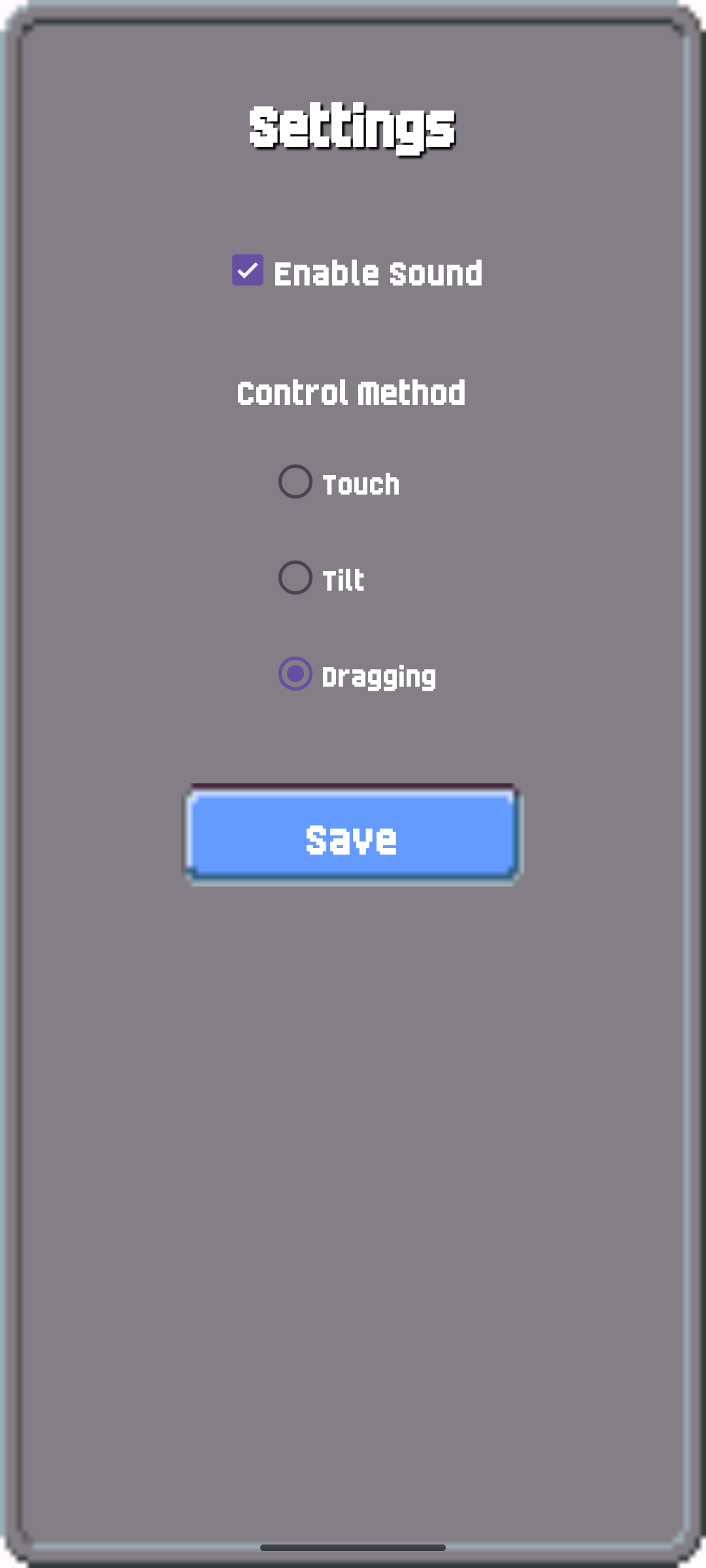 Brickanoid Settings Menu