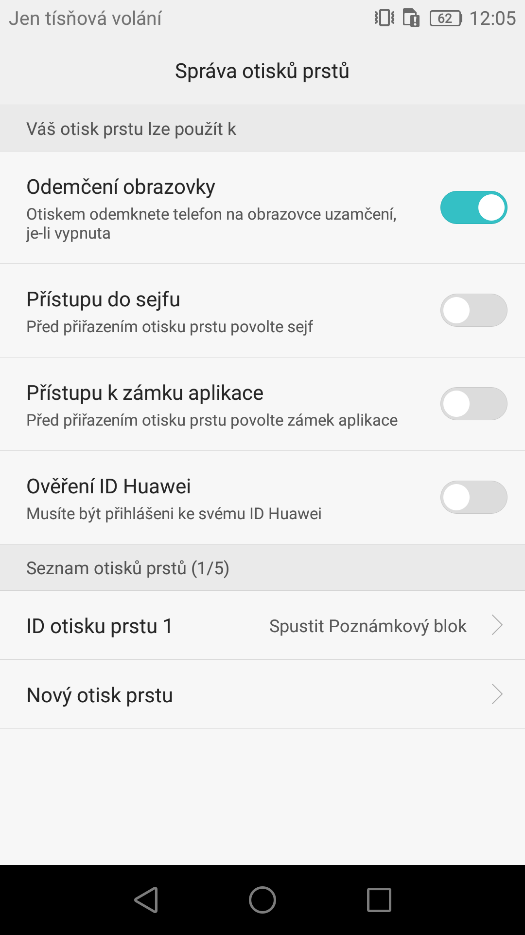 Honor X5 fingerprint settings